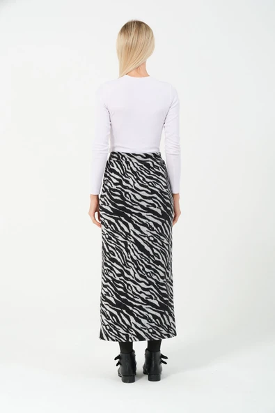 Kalem Etek Zebra Desen Mevsimlik Kumaş Esnek Korse Kemer Maxi Boy 96cm - 4