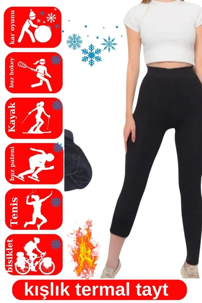 Termal Kışlık Kadın Siyah Thermal Içi Polarlı Şardonlu Termal Tayt Çorap