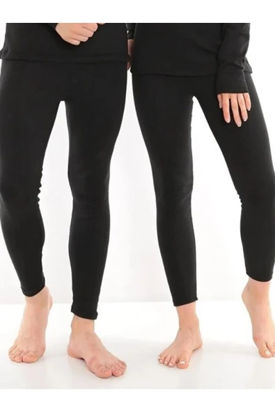 Unisex Siyah Kadın Erkek İçlik İçi Peluş Lu Kışlık Termal Tayt Kadın Tayt erkek Tayt - 2