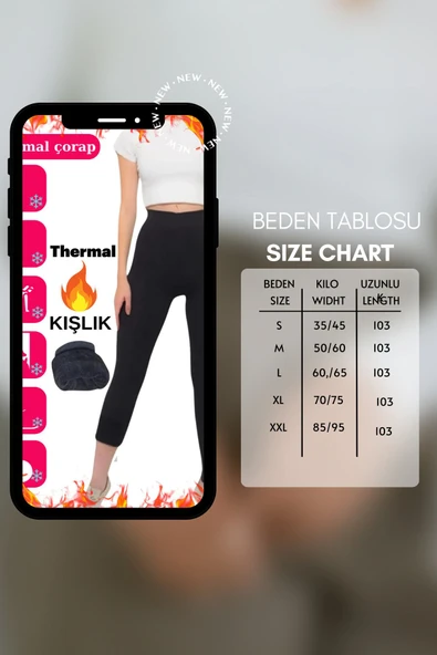 Kadın Içi Polar Tüylü Tayt Termal Yüksek Bel Karda Rüzgarda Soğuk Geçirmez - 5