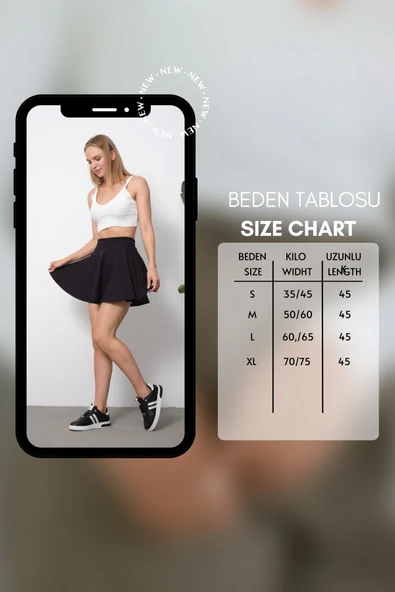 Mini Etek Volanlı Spor Bol Penye Pamuk Kumaş Iç Göstermez Hareketli Kumaş