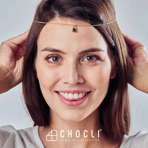 Chocli 18 Ayar Altın Kaplama Kilit Kolye - 6