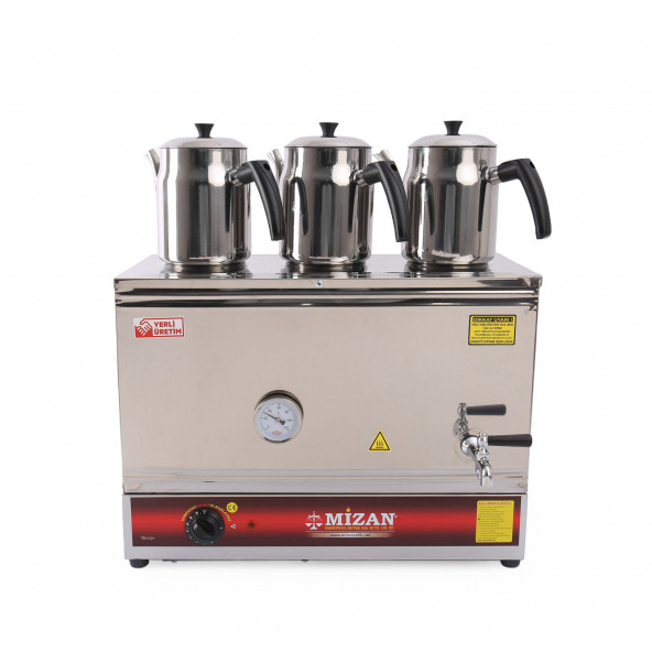 Mizan 60 Model 3 Demlikli Pleytsiz 40 Lt. Çay Kazanı + 3 Adet Demlik Hediyeli MC218