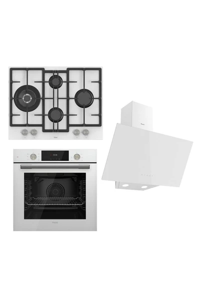 Flowart 67 Serisi Inizio Beyaz Ankastre Set ( D078 - Ed076 - Qms63cb ) 67 Cm Ocak