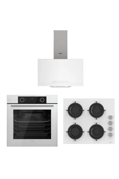 Ferre Fryart Beyaz Set ( D064 Beyaz Davlumbaz -CS206 Beyaz Ocak- XE63CB Fryart Beyaz Fırın)