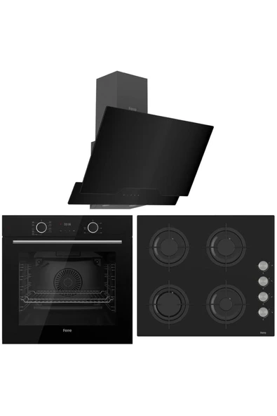 Ferre Fryart Cs Serisi Siyah Ankastre Cam Set (D063 + CS205 + XE63CS)