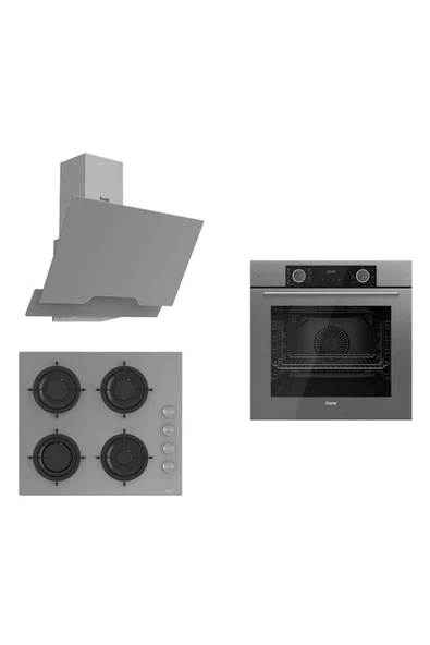 Fryart Cs Serisi Gri Ankastre Cam Set (D065 + Cs208 + Xe63cpr) ürün görseli 1