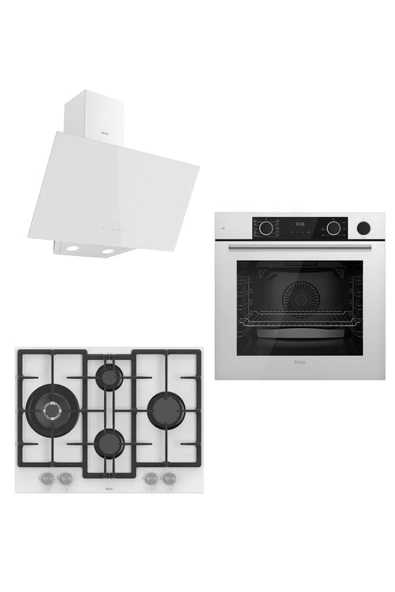 Steamart 67 Serisi Eko Beyaz Ankastre Set ( D078 - Ed076 - Xe64cb ) 67 Cm Ocak ürün görseli 1