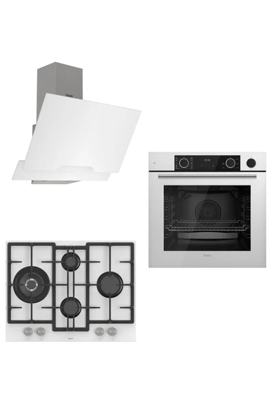 Steamart 67 Serisi Beyaz Ankastre Set ( D064 - Ed076 - Xe64cb ) 67 Cm Ocak ürün görseli 1