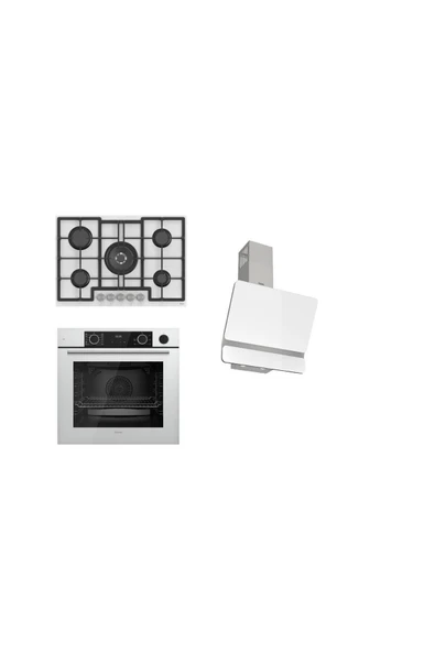 Steamart 75 Serisi Lux Beyaz Ankastre Set ( D081 - Ed036 - Xe64cb ) 75 Cm Ocak
