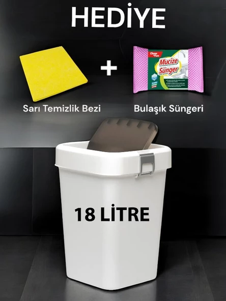 Technow Motek COB-411B 18 Litre Çöp Kutusu Kovası + Temizlik Seti