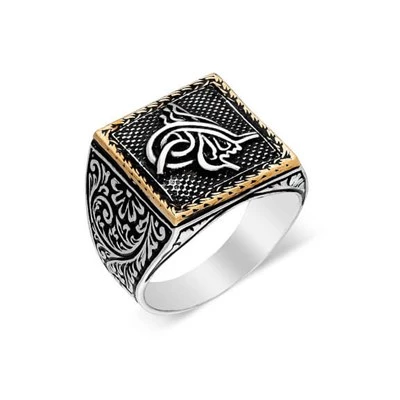 Tuğra Desenli Gümüş Erkek Yüzük ürün görseli 1