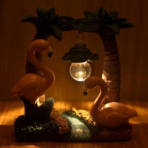 Flamingoların Aşkı Işıklı Biblo Flamingo Puf Yastık Seti - 4