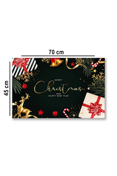 Esnature Mutlu Yıllar Merry Christmas and Happy New Year Welcome Yeşil Kapı Önü Paspası 45x70Cm - 4