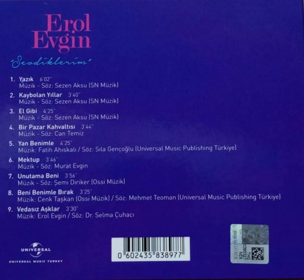EROL EVGİN - SEVDİKLERİM (AKUSTİK) (CD) - 2