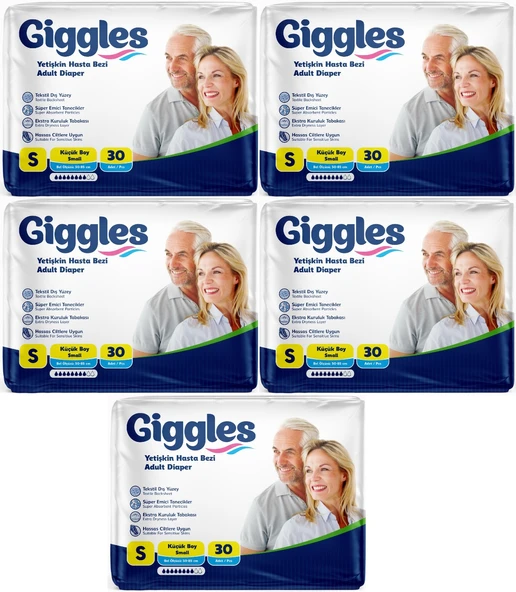 Giggles Hasta Bezi Yetişkin Bel Bantlı Tekstil Yüzey Küçük - Small (S) 150 Adet (5PK*30)