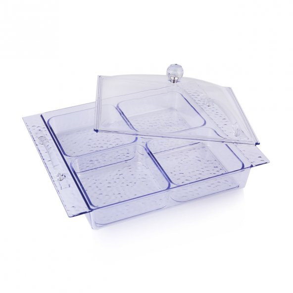 Akrilik Şeffaf 4lü Tek Kapaklı Kahvaltılık & Sunumluk - 2