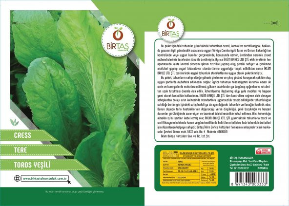 Birtaş Tere Tohumu Paket Ücretsiz Kargo
