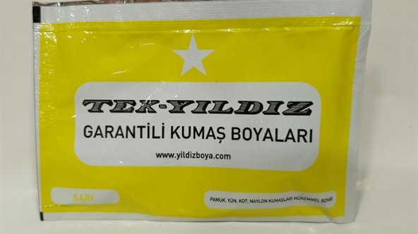 Yıldız Toz Kumaş Boyası Sarı Renk Ücretsiz Kargo