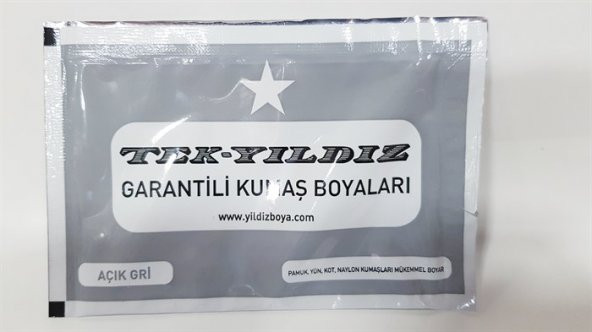 Yıldız Toz Kumaş Boyası Açık Gri Renk Ücretsiz Kargo