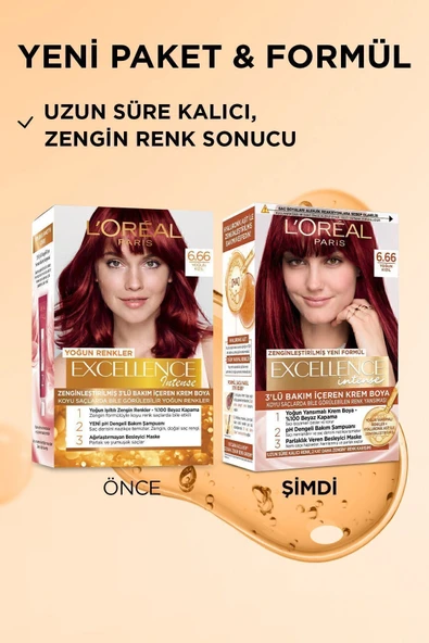 L'Oreal Paris Excellence Intense Saç Boyası 6.66 Yoğun Kızıl - 3