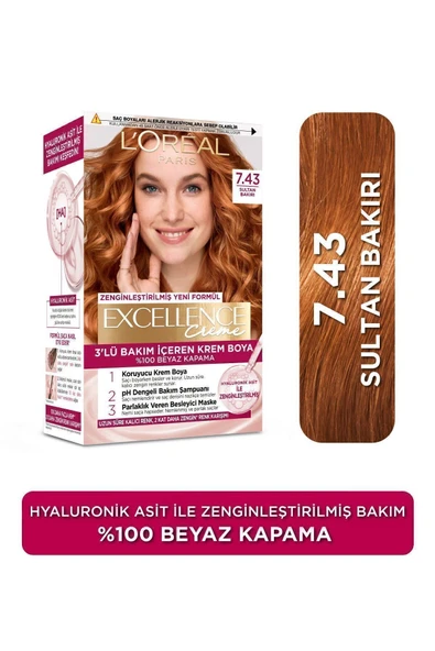 L'Oreal Paris Creme Saç Boyası 7.43 Sultan Bakırı ürün görseli