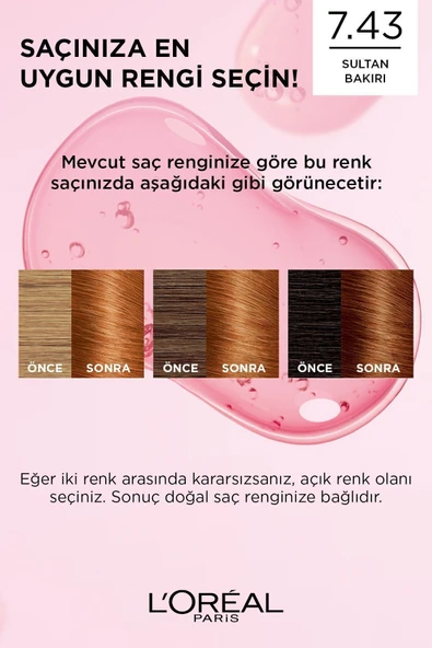 L'Oreal Paris Creme Saç Boyası 7.43 Sultan Bakırı - Resim 7