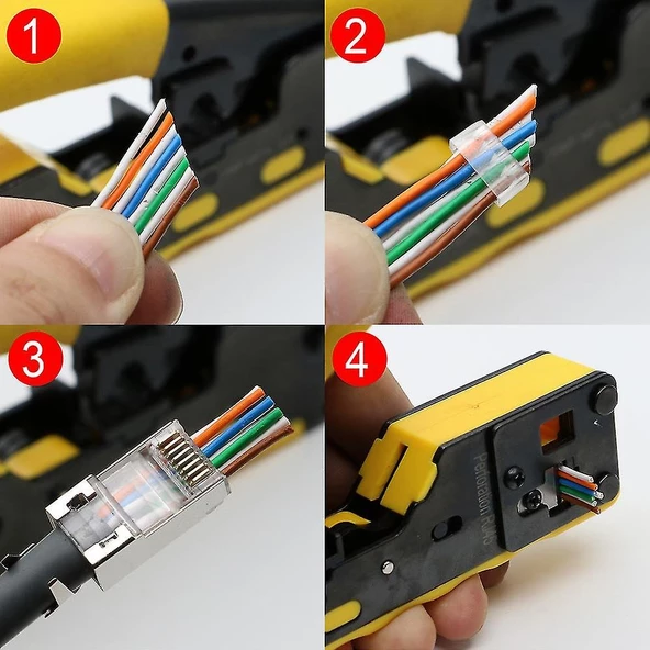 Crimper RJ45 Sıkma Aracı, Ağ Tel Soyucu Kablo Kesici,Hepsi bir arada 6P-RJ11/12 8P-RJ45 Crimper,, - 6
