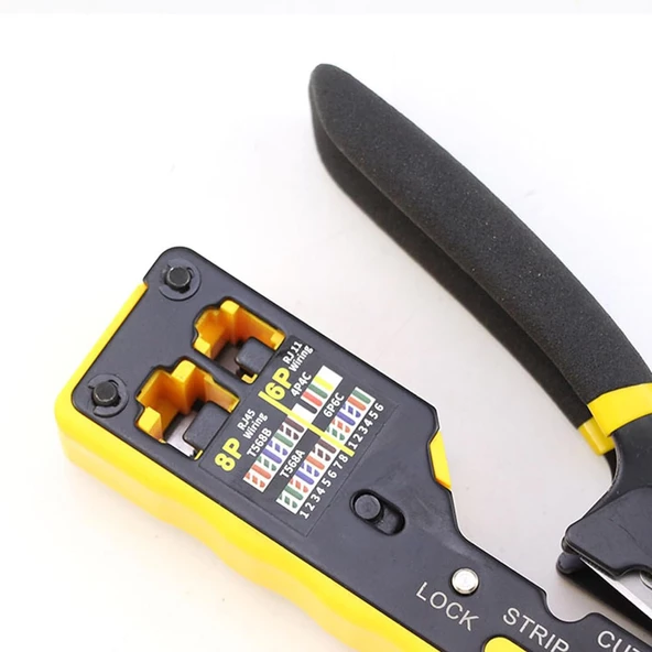 Crimper RJ45 Sıkma Aracı, Ağ Tel Soyucu Kablo Kesici,Hepsi bir arada 6P-RJ11/12 8P-RJ45 Crimper,, - 2