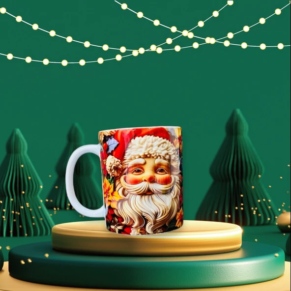 noel baba baskılı bardak,yılbaşı temalı bardak,yeni yıl bardağı,