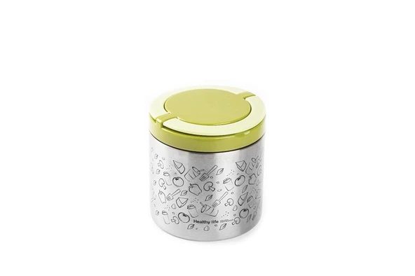 Tantitoni Paslanmaz Çelik Yuvarlak Desenli Yemek Termosu 630ml TAV TT6569Y630Y - 2