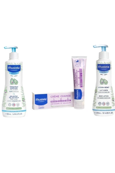 MUSTELA YENİDOĞAN ŞAMP 500ML + 100ML PİŞİK KREMİ + 300ML HYDRA BEBE LOSYON