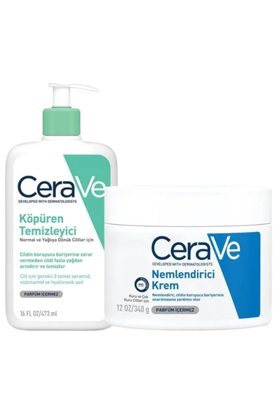 CERAVE KÖPÜREN TEMİZLEYİCİ 473ML + CERAVE KAVANOZ NEMLENDİRİCİ 340G