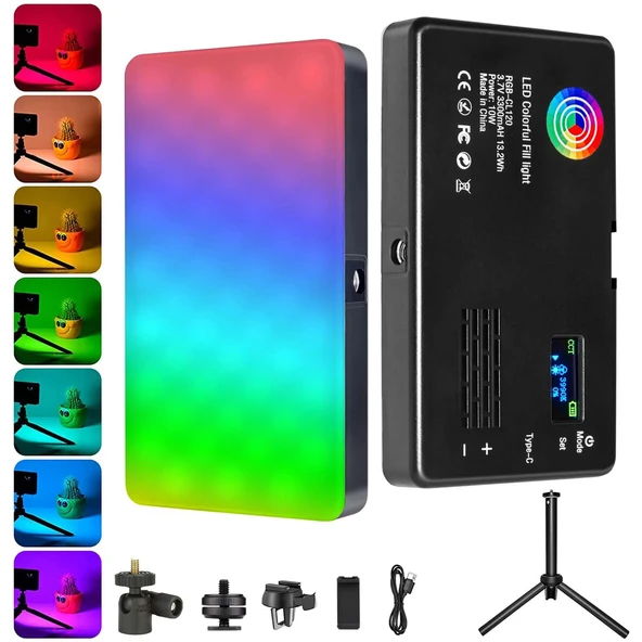 HyMark RGB-CL120 LED Video Fotoğraf Dolgu Işığı 9000K LCD Ekran 20 Efekt DSLR Vlog Canlı Yayın ürün görseli 1