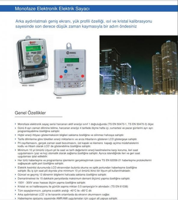 Makel Monofaze Elektronik Sayaç Dijital Elektrik Sayaçı Tip M600 - 3