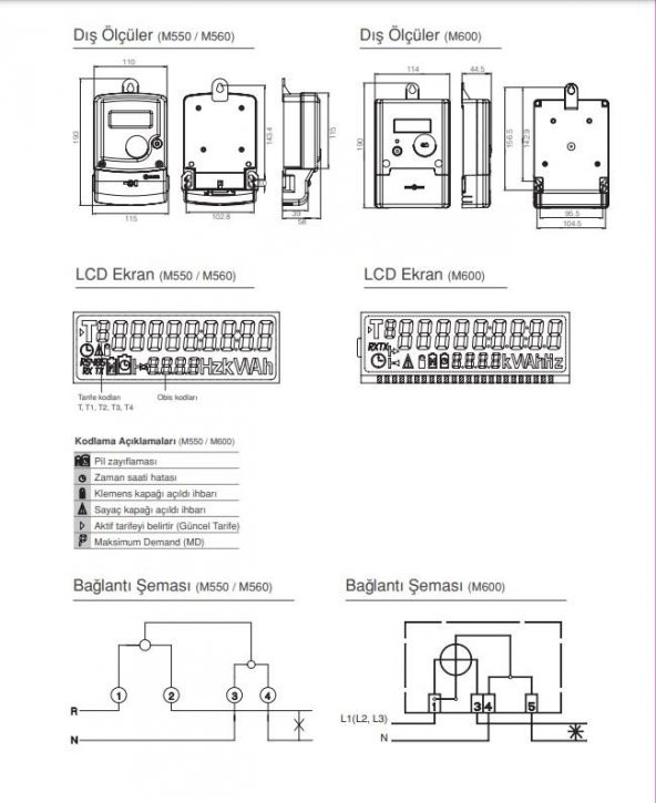 Makel Monofaze Elektronik Sayaç Dijital Elektrik Sayaçı Tip M600 - 4