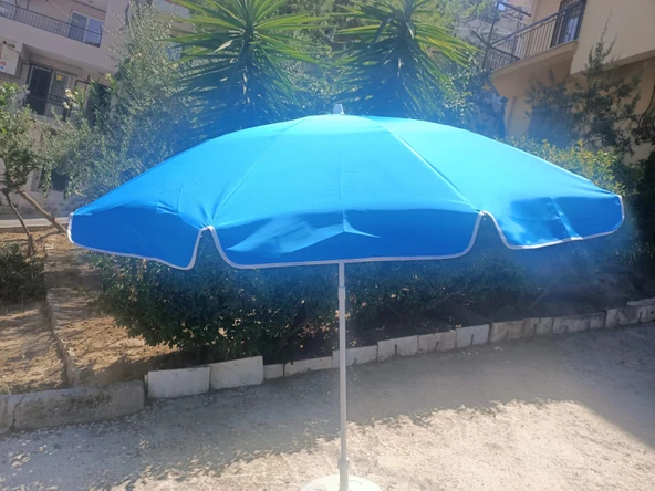 ESK 10 Telli Plaj Balkon Bahçe Şemsiyesi Eğilebilir 200 Cm Çap Kalın Kumaş (mavi) - 3