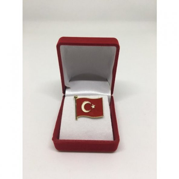 Merit Collection Büyük Türk Bayrağı Yaka Rozeti Özel Kadife Kutusunda