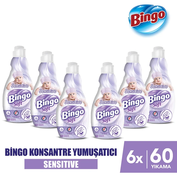 Bingo Soft Konsantre Çamaşır Yumuşatıcısı Sensitive 1440 ml X 6 Adet