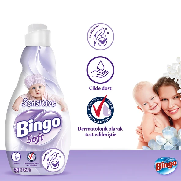 Bingo Soft Konsantre Çamaşır Yumuşatıcısı Sensitive 1440 ml X 4 Adet - 8