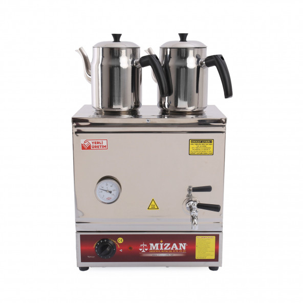 Mizan Çift Demlikli Pleytsiz Elektrikli Çay Kazanı 30 Lt.+ 2 Adet DEMLİK HEDİYELİ -Çay Ocağı MC217 - 2