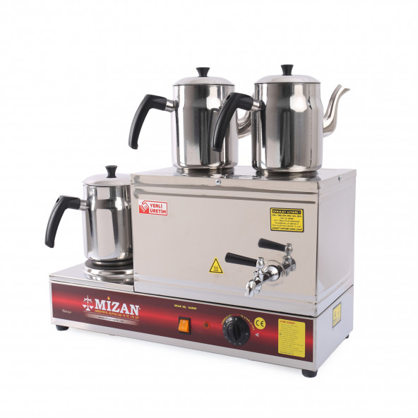 Mizan Çift Demlikli Elektrikli Çay Kazanı 20 Lt. + 2 Adet DEMLİK HEDİYELİ-Çay Ocağı MC206