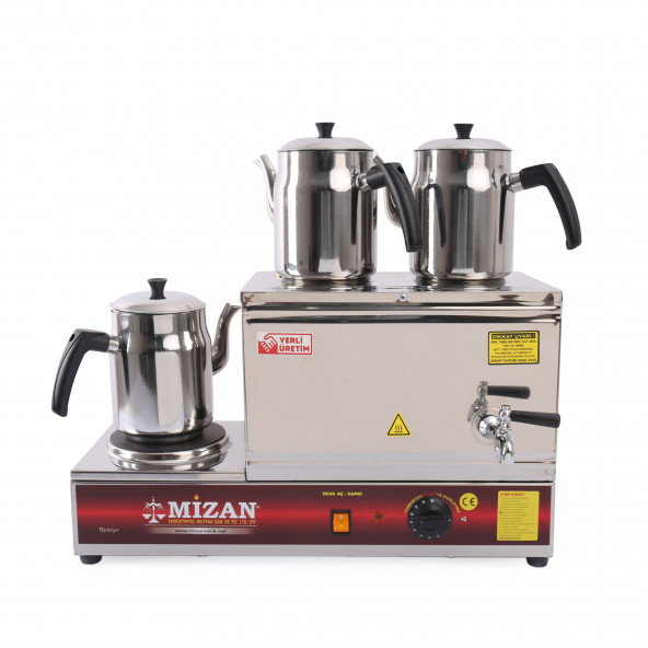Mizan Çift Demlikli Elektrikli Çay Kazanı 20 Lt. + 2 Adet DEMLİK HEDİYELİ-Çay Ocağı MC206 - 2