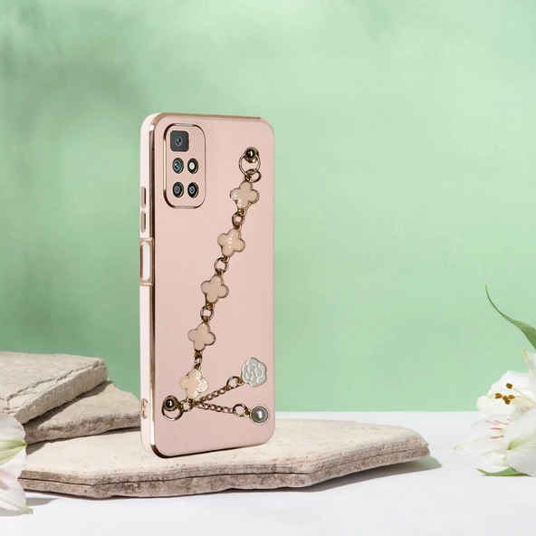 XİAOMİ REDMİ 10 ELÇEK ŞANZELİZE KILIF ROSE GOLD