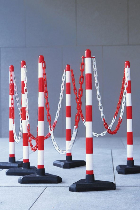Mfk 8 Mm Plastik Zincir 10 Metre Kırmızı Beyaz Renk - 2