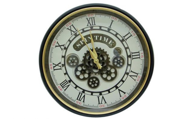 Yuvarlak Roma Rakamlı Spintime Mat Siyah Çarklı Metal Duvar Saati - 2