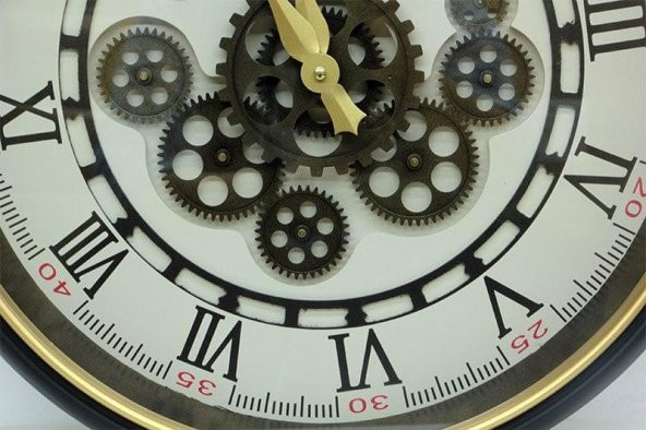 Yuvarlak Roma Rakamlı Spintime Mat Siyah Çarklı Metal Duvar Saati - 1