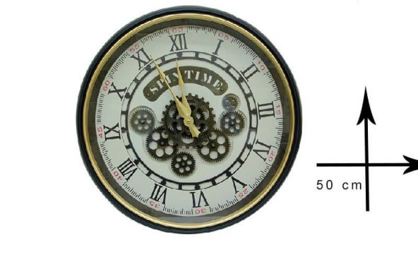 Yuvarlak Roma Rakamlı Spintime Mat Siyah Çarklı Metal Duvar Saati - 3