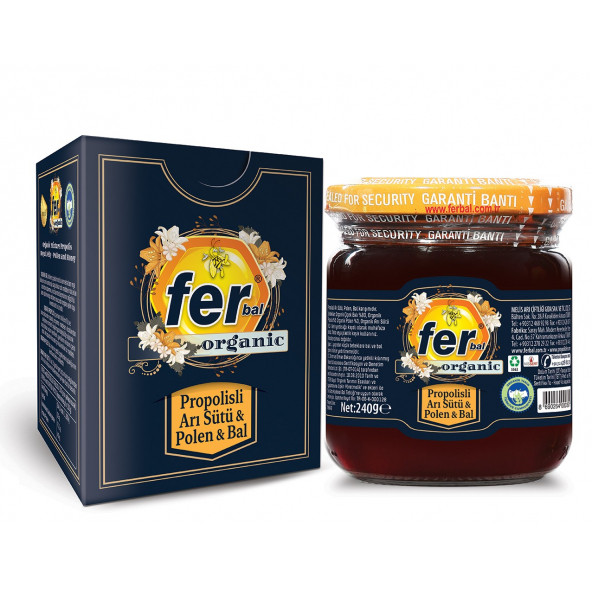 FER ORGANİK ARI SÜTÜ BAL POLEN PROPOLİS KARIŞIMI 240 GR