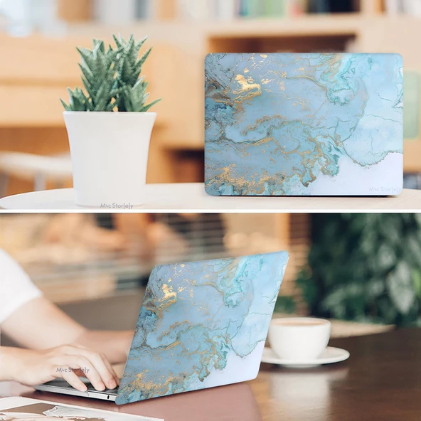 Macbook Pro Kılıf 15 inç Mermer06NL (Touchbarlı 15" Pro) A1707 A1990 ile Uyumlu - 8